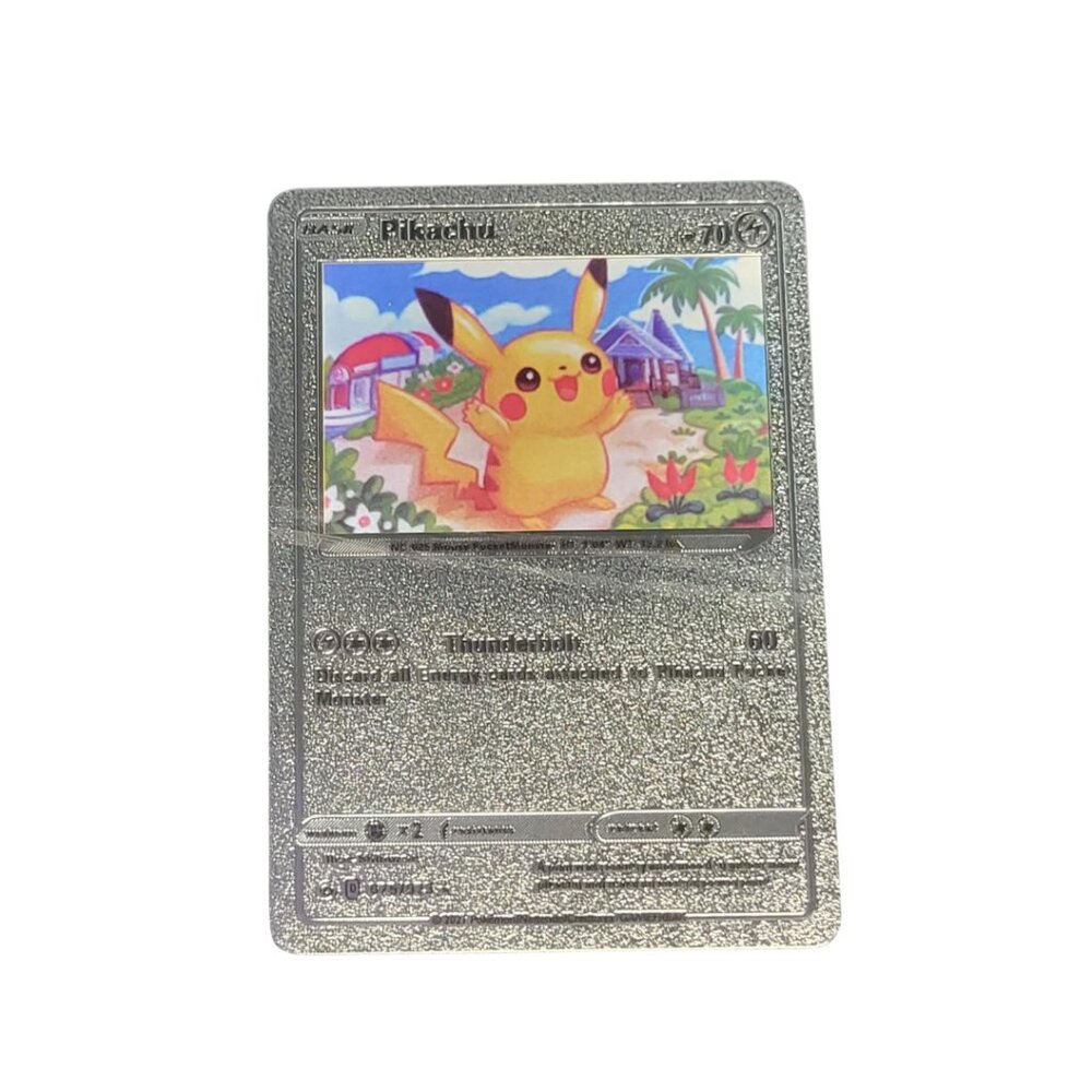 Silver  Pikachu Card - Custom Glitter Edition - Thunderbolt Attack